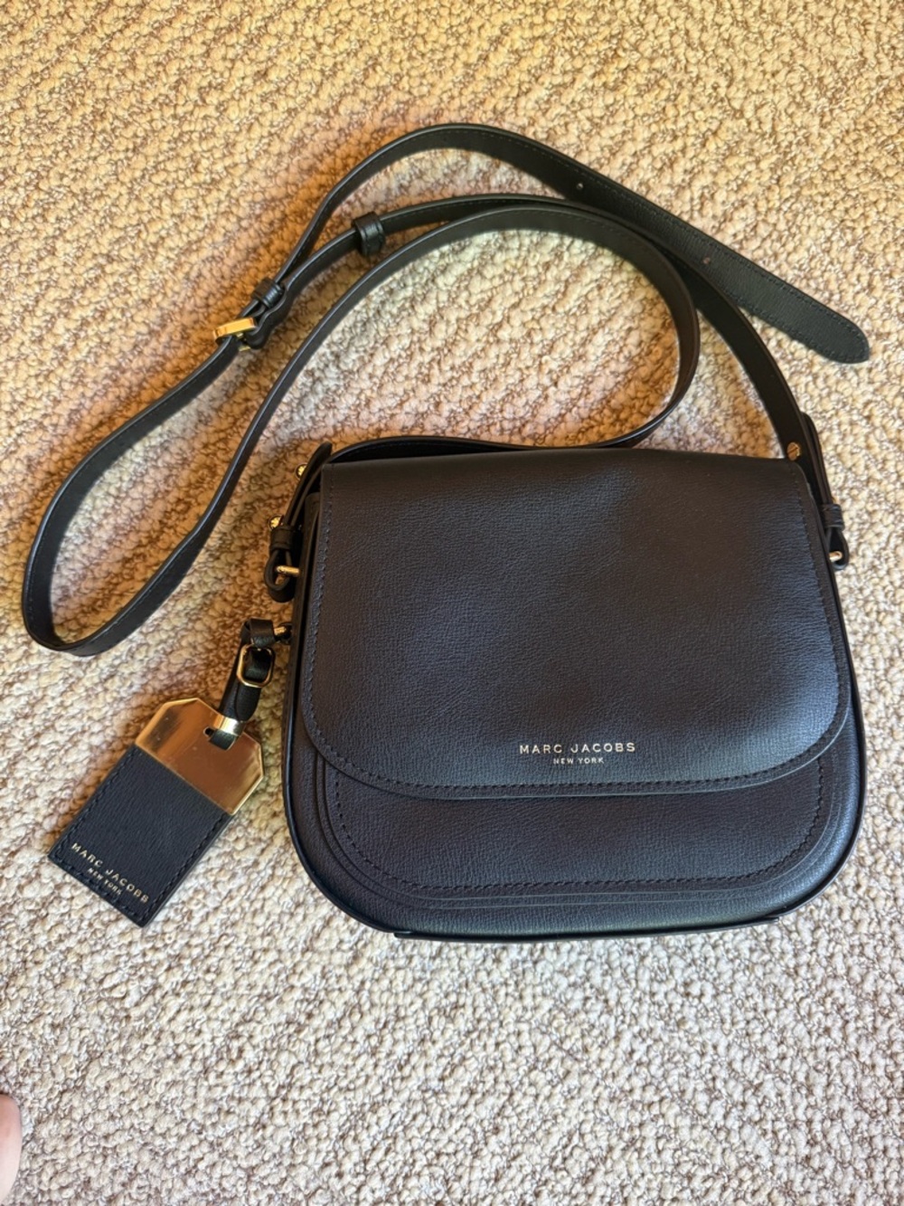Marc Jacobs Mini Rider Black Leather Crossbody Purse w/ Gold Hardware